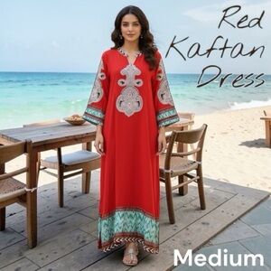 Gorgeous Red Kaftan Dress Excellent Condition Medium